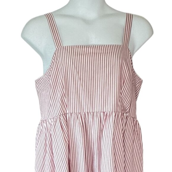 A New Day Midi Sun Dress NEW WITH TAGS Pink and White Railroad Stripe  Size XXL - Picture 2 of 10